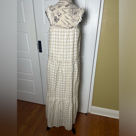 Charlie Holiday Lottie Maxi Tiered Gingham Dress Size 4 Cotton and Linen - Picture 7 of 12